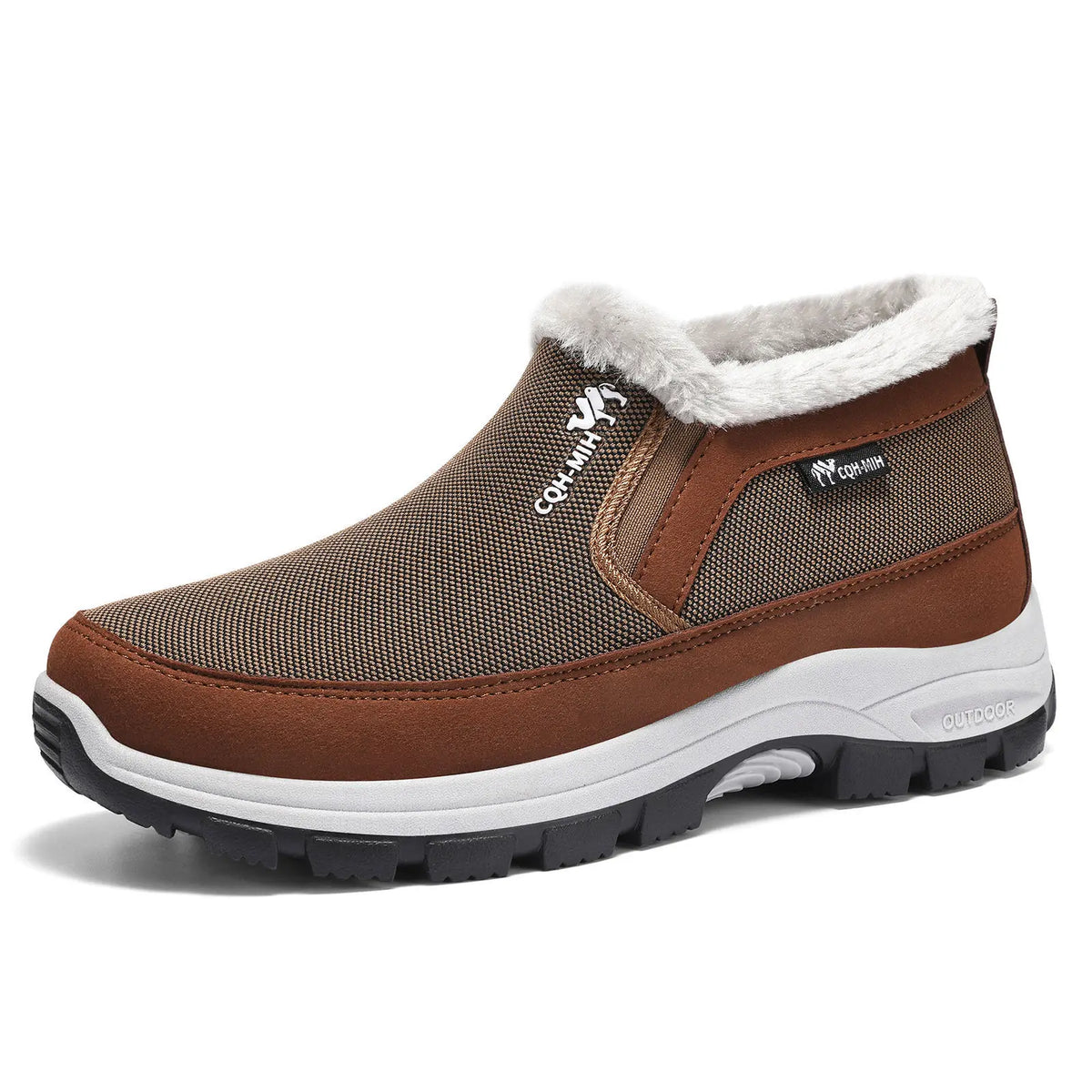 Men's Winter Fleece-Lined Slip-On Ankle Boots | Anti-Slip Men's Winter Boots Vue DZ-BM-QQ26-Brown 45