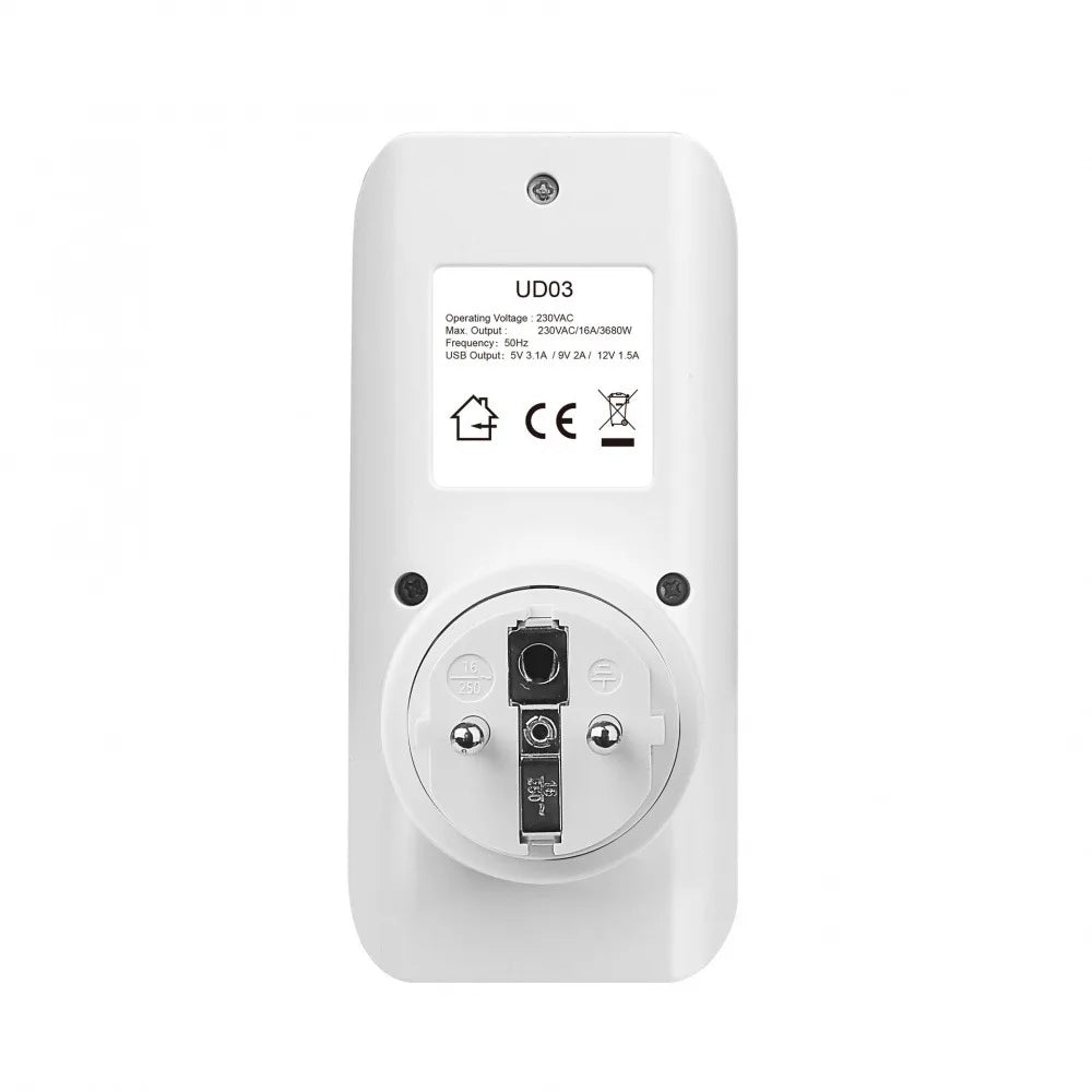 EU Plug Countdown Timer Socket With USB Type-C 2.4A Fast Charging Smart Time Controller Outlet 0.25/0.5/1/2/4/6H Timer Socket Vue