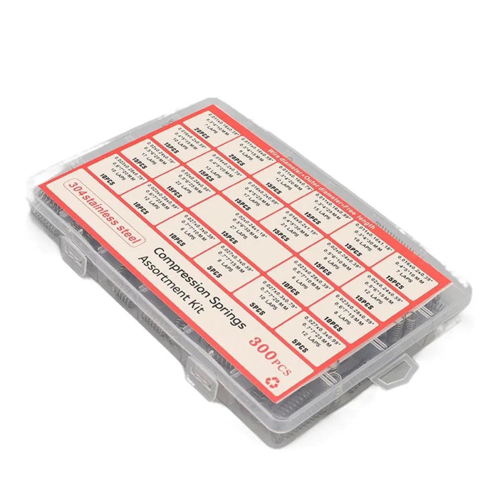 300PCS Premium Stainless Steel Compression Spring Assortment Kit with 23 Kinds of Size for Mechanical Repair Electronic DIY Part Vue