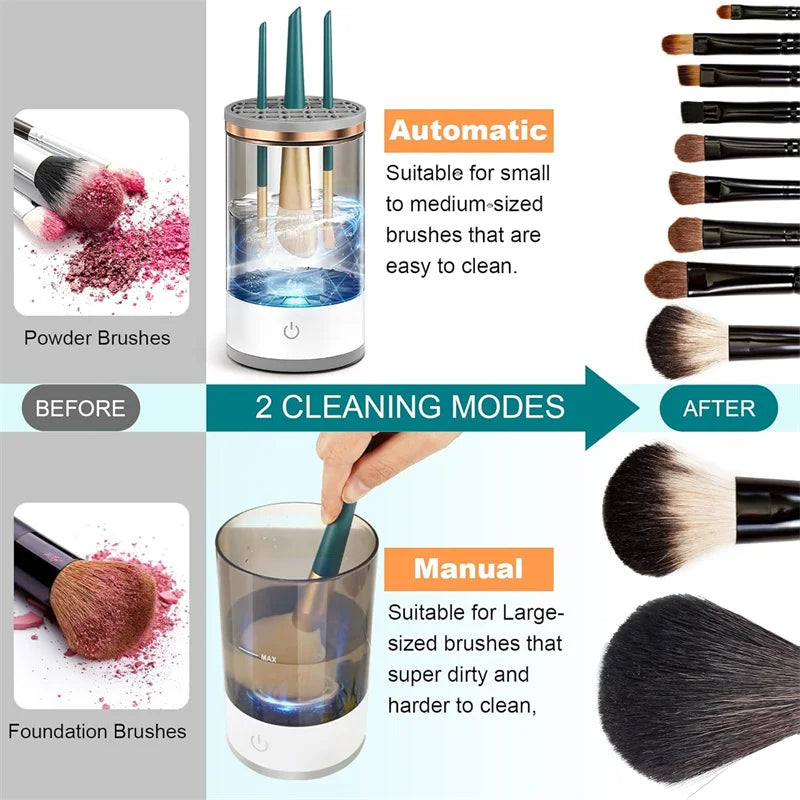 USB Plug Electric Makeup Brush Cleaner Makeup Brush Cleaning Machine Automatic Cosmetic Brush Dryer and Cleaner with Cleaner Mat Vue