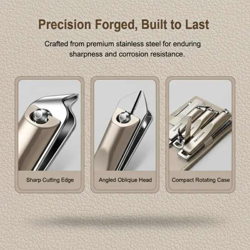 5 10Pcs Nail Clippers Set Manicure Tool Professional Kit with Rotating Leather Bag for Personal Care and Salon Use Vue
