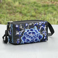 Women's Embroidered Flowers Canvas Shoulder Crossbody Bag Ladies
