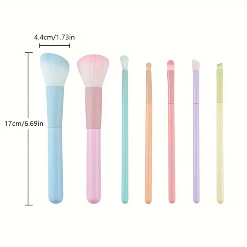 7Pcs Macaron Makeup Brushes Set Soft Synthetic Bristles Powder Blush Eyeshadow Multi-functional Face Eye Cosmetic Brushes Tools Vue