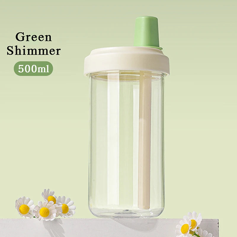 Lightweight Plastic Straw Water Cup Durable On-the-Go Drinkware for School Office Travel〔CC11〕 Vue green