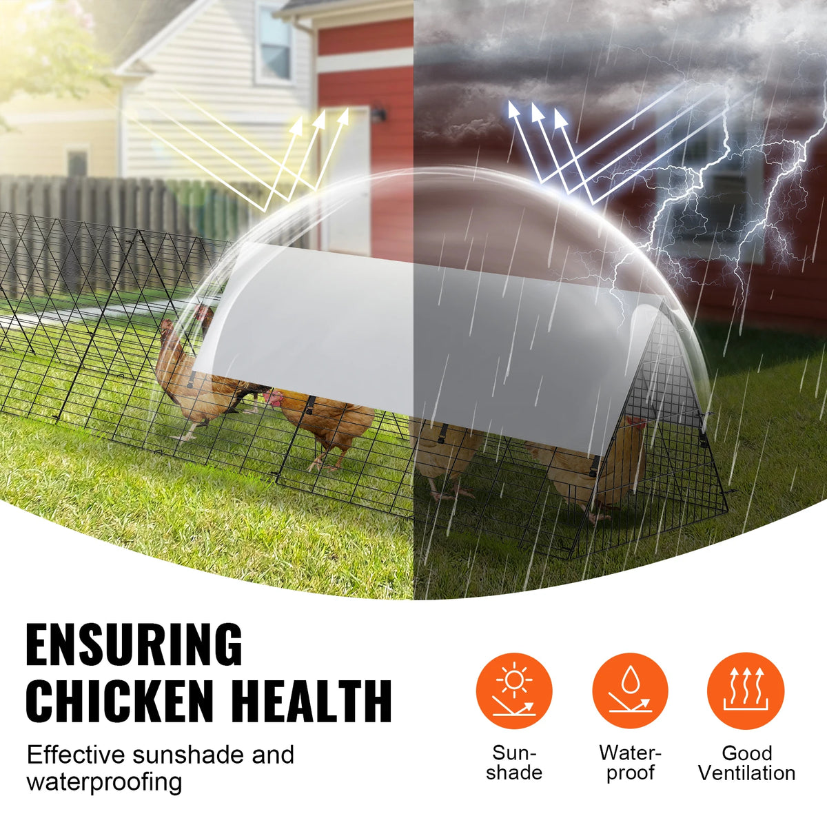 Portable Chicken Tunnel Run 157.5" Corner Frame & Waterproof Cover Chicken Tunnel Run Vue