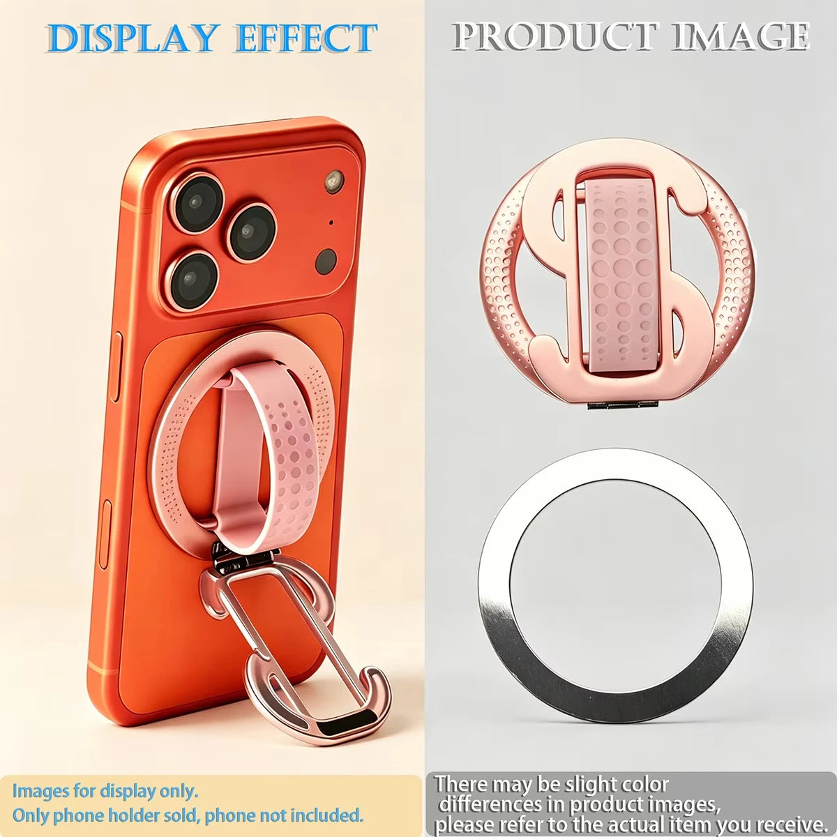 Magnetic Ring iPhone Holder For MagSafe Grip Simplicity Rotation for Phone Foldable Bracket Vue Pink