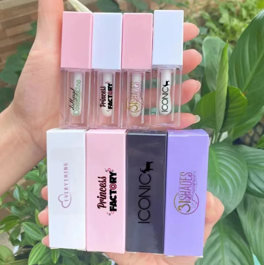 Square Lip Gloss Tube 5ml Empty Tubes Custom logo Liquid Blush Bottle With Paper Box Packaging Wholesale Bulk 30pcs Vue