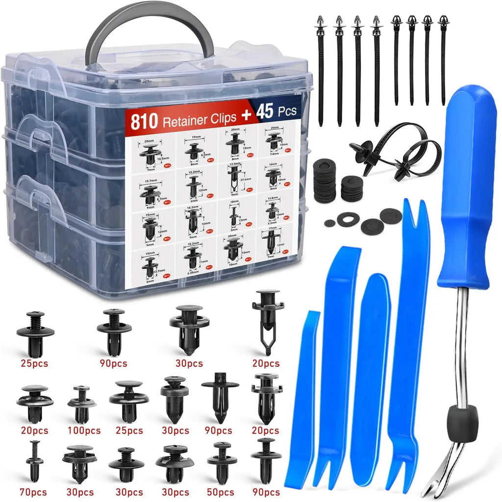 Nilight 855Pcs/1045pcs Car Push Retainer Clips Auto Fasteners Kit Included 16 Sizes Nylon Bumper Fender Rivets Door Trim Panel Clips with 5 Fasteners Remover 10 Cable Ties for Toyota GM Ford Honda Chevy Vue United States 855pcs