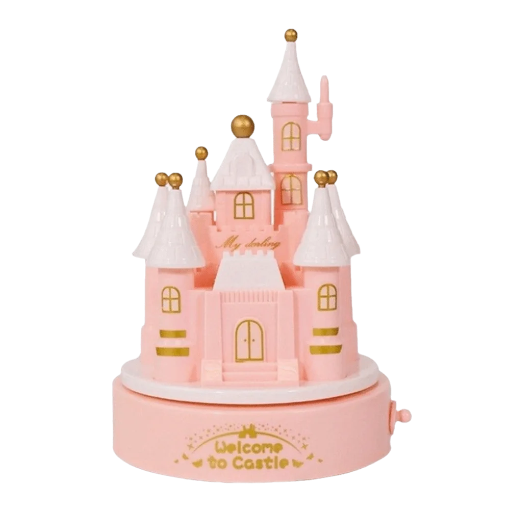 Cartoon Castle Rotating Music Box Romantic Style Exquisite Mechanical Music Box Handwork Craft Birthday Music Box Birthday Gifts Vue Pink