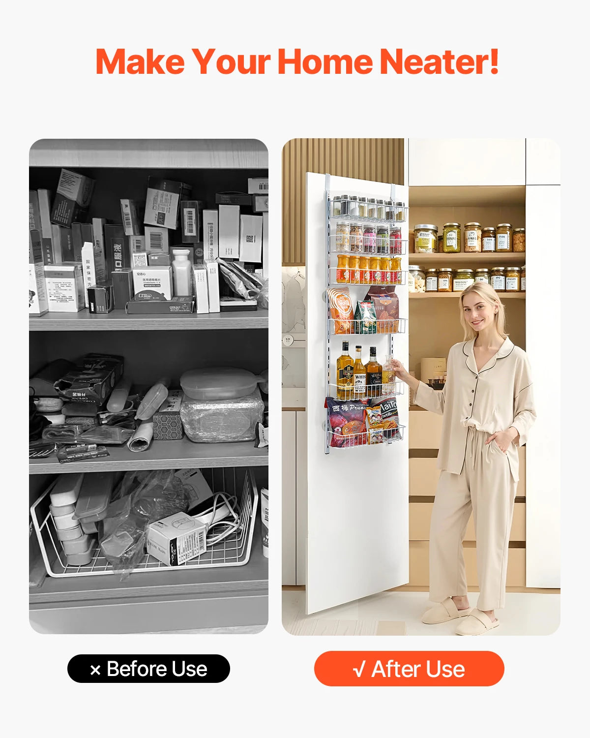 VEVOR Over the Door Pantry Organizer 6–10 Tier Steel Spice Rack Door Pantry Organizer Vue