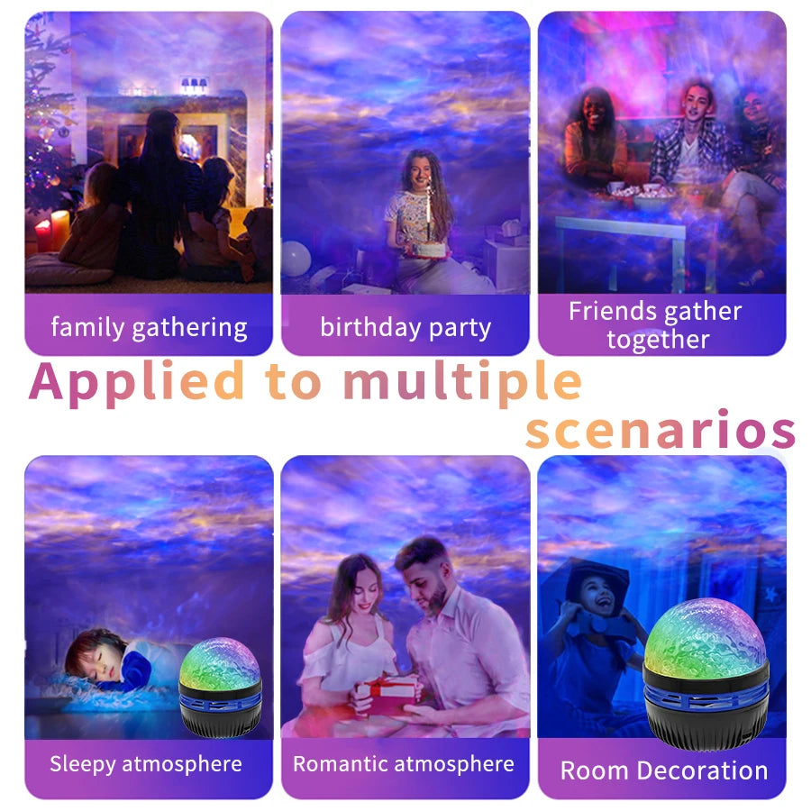 RGB Galaxy Aurora Projection Lamp USB Powered Remote Control Auto Rotate Star Night Light For Bedroom Home Theater Ornament Vue