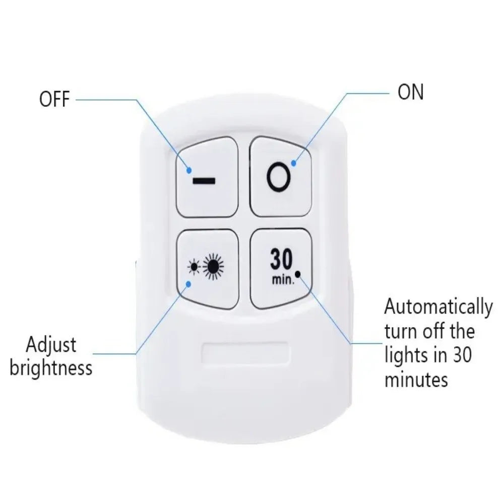 Battery Operated LED Under Cabinet Light Touch Sensor White/Warm Light Closet Lights with Remote Control Wireless Night Light Vue