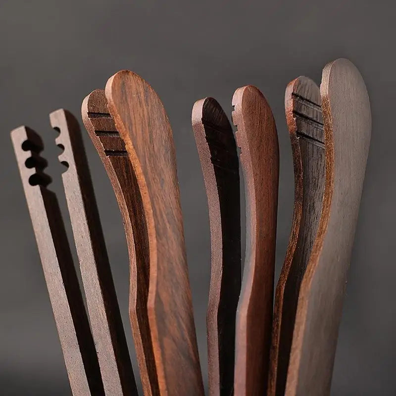 Teacup Clip Convenient Ebony Alloy Tea Tweezers Tweezer Bamboo Wooden Tea Clips Versatile Single Or Multiple Tea Clip Tongs Vue