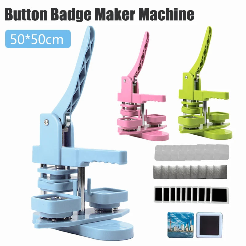 50x50mm Square Badge Maker Machine Rotary For DIY Making Refrigerator Magnets Badge/Pins Buttons Art Craft Vue