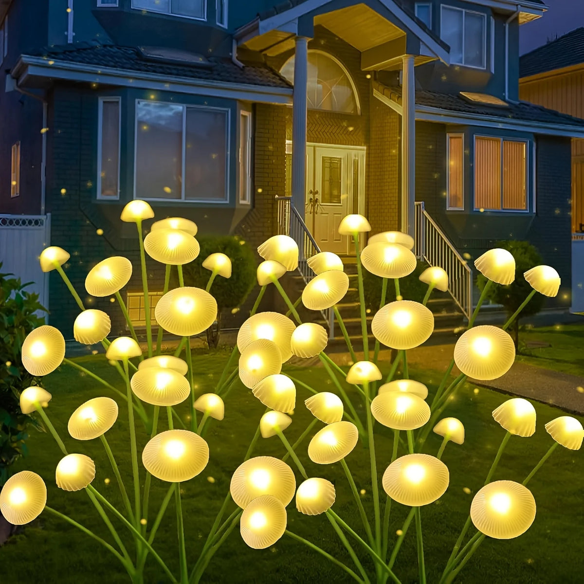 New Solar 6/8/10 LED Jellyfish Mushroom Lights, Creative Garden Decor - Adjustable Steady/Flash Modes, Perfect for Patio, Garden Vue