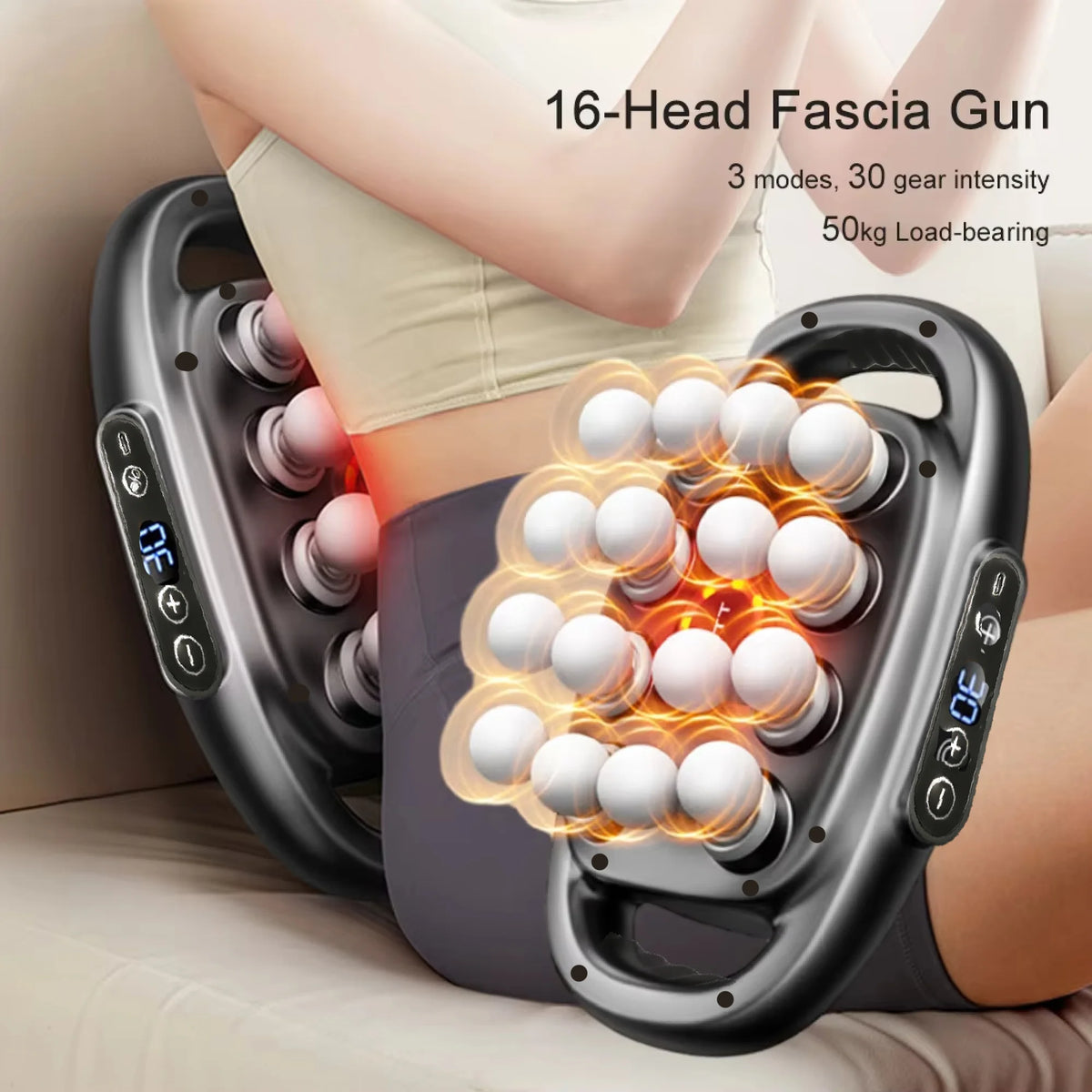 Massager Gun Set Deep Tissue Body Fitness Muscle Electric Relax Massager for Back Shoulders Legs Foot 16 Heads Vue