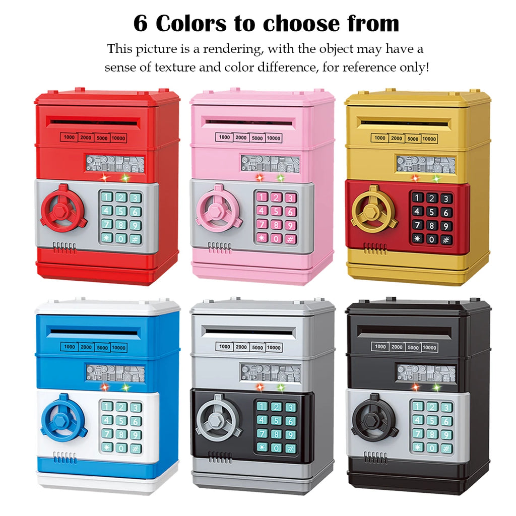 ATM Password Piggy Bank, Electronic Kids Money Bank Coin Can Auto Scroll Paper Money Saving Box Gifts for 3+ Boys and Girls Vue