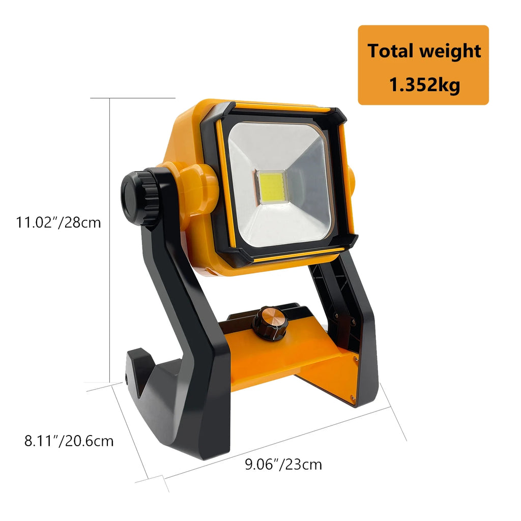 ABKW-Dimmable LED Work Light Li- Battery Outdoor Spotlight Cordless Flood Light Vue