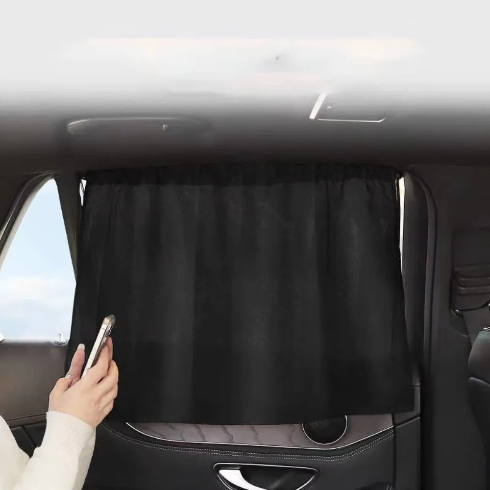 Black Suction Cup Curtain UV Protection Universal Side Window Car