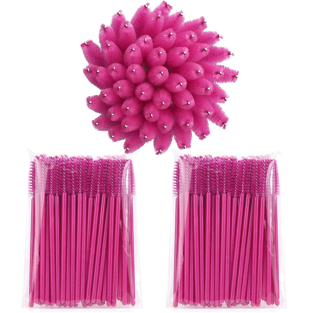 100pcs Eye lash comb For Eyelash Spoolies Extension Makeup Disposable Eyelash BrushesMicro Lash Mascara Wands Combs Wholesale Vue M93 Rose red 100pcs