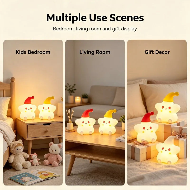 Cute Star Lamp Night Light, Battery Powered LED Ambient Light for Kids Room Bedroom Bedside Decor Vue