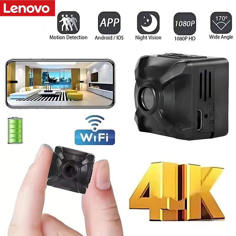 Lenovo Camera Mini Wireless Wifi Home Connected Mobile Remote Hd Motion Detection Long Battery Life Monitor Camcorders Home Vue