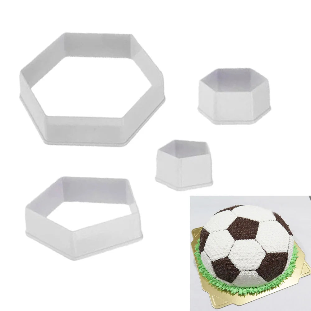 Hexagon Football Plastic Cookie Cutter Sugar Fondant Cake Soccer Pattern Cake Cookie Molds Cutters Decoration Mold Kitchen Tool Vue
