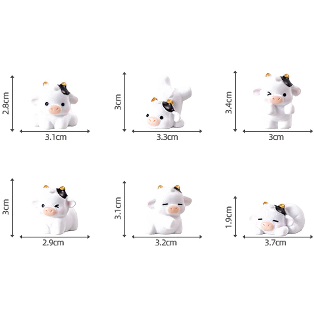 48PCS Mini Cow Figurines Resin Cow 6 Kinds of Cute Cow Resin Animal Mini Resin Figures Outdoor Home Garden Decoration Accessorie Vue