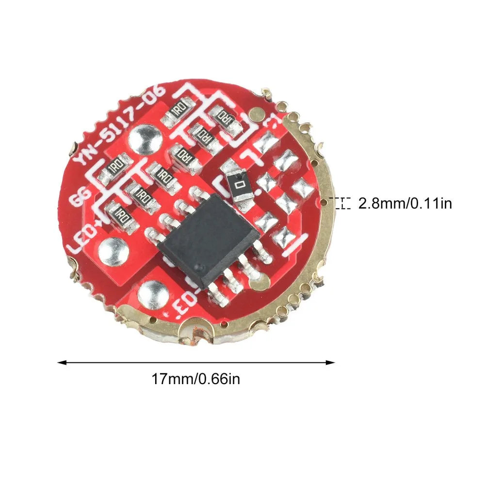 Flashlight Driver Board 17/20mm DC3.7-4.2V 1 Gear Fit 6-15W LED Bead 1.8-2.3A Output for 18650 Lithium Battery Flashlight DIY Vue