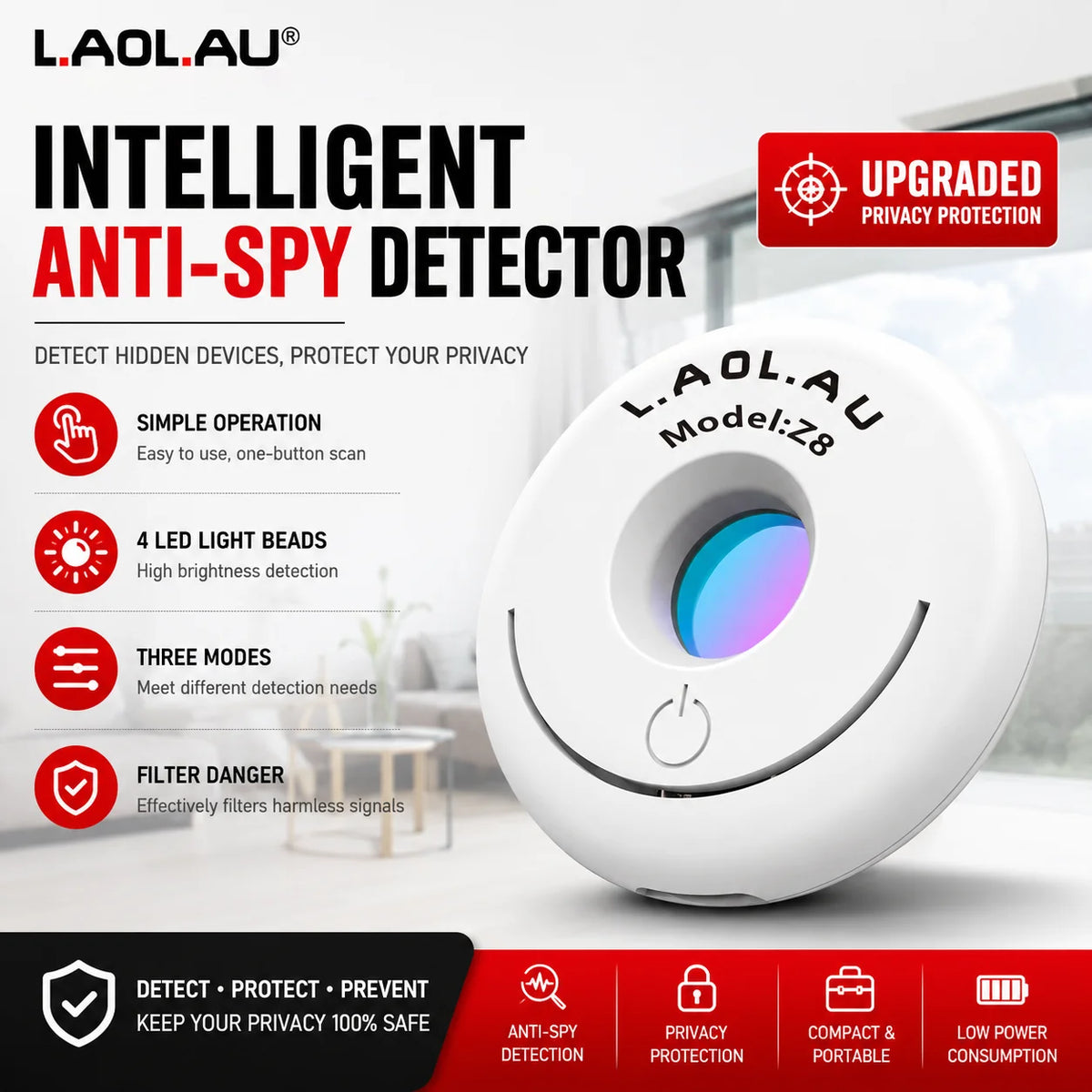 Z8 Infrared Detector Camera Detector Intelligent Hidden Camera Signal Detector Rechargeable Anti Candid Camera Safety Protection Vue