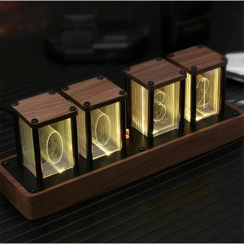Nixie Tube Style Glow Alarm Clock Preassembled WiFi Time Sync Desktop Timer For Home Office Bedroom Ideal Gift For Teens Vue