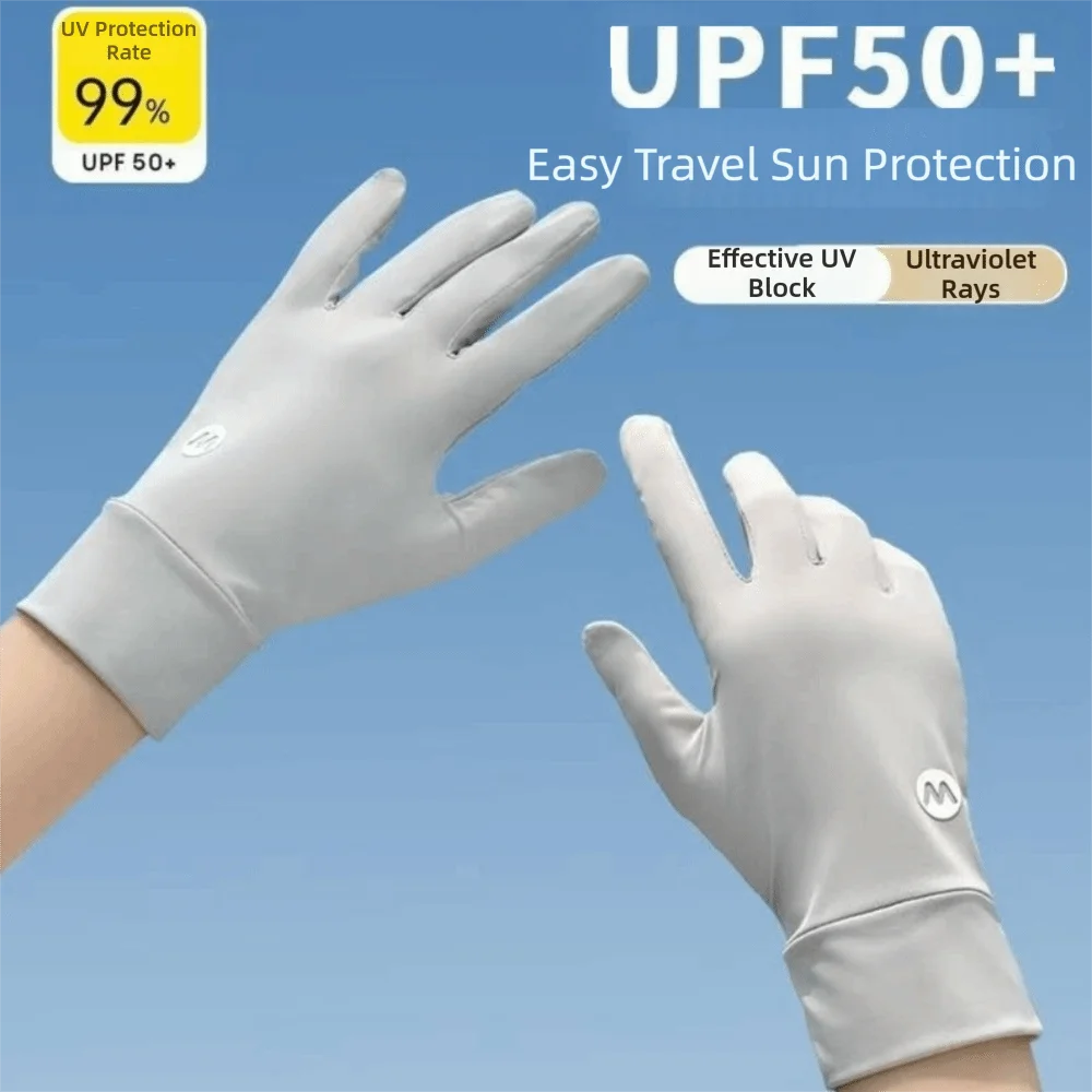Touchscreen Breathable Sun Protection Gloves Non-Slip Stretchy Cycling Gloves Quick-Dry Lightweight Ice Silk Gloves Hiking Vue