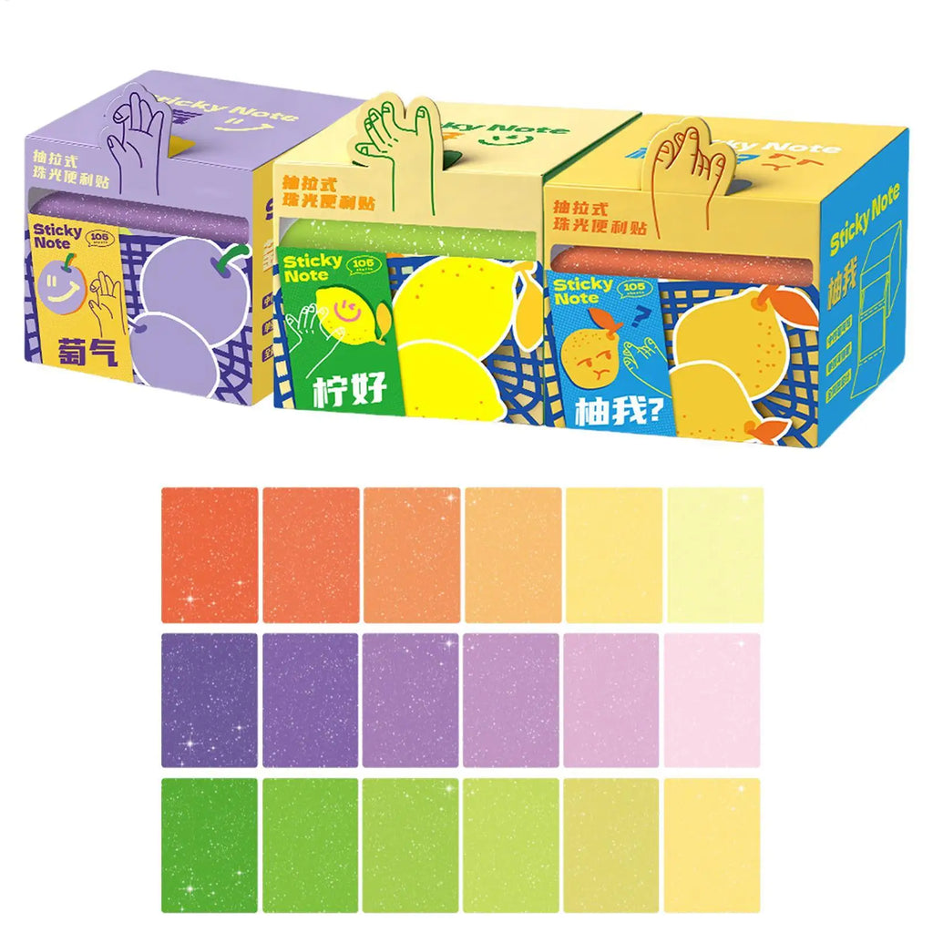 Clear Sticky Notes 105 Sheets 3 Set Glitter Animal Pull Out Translucent Tabs for Book Annotation Journal Planners School Office Vue