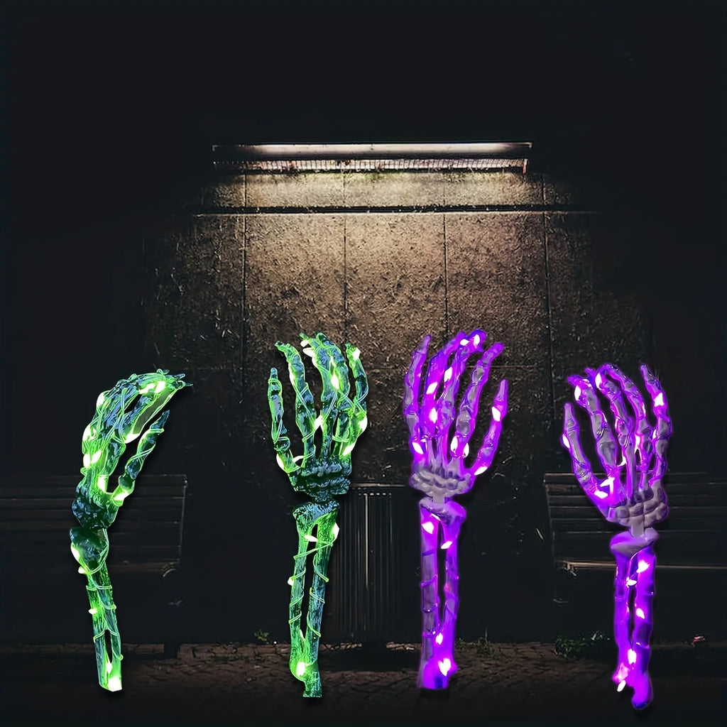 Halloween Outdoor Skeleton Arm Ground LED Lights, Solar Pathway Stake Lights for Yard Lawn Graveyard Haunted Holiday Decor Vue
