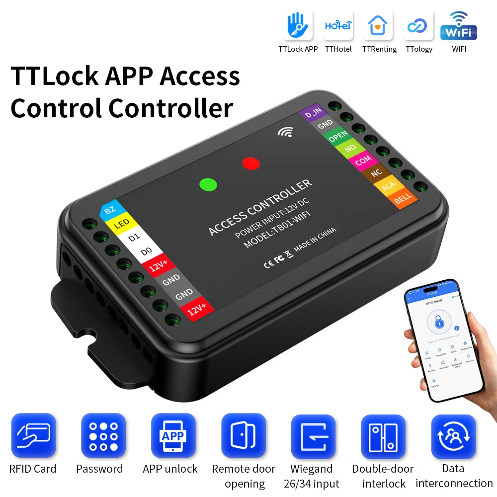 RFID Access Controller Reader Sboard-Mini Single Door Wiegand 26~37 Bits Input Access Control System Wifi Support Tuya App/TTLO Vue TTB01-wifi