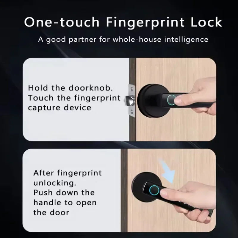 Tuya Bluetooth Smart Fingerprint Door Lock Digital Electronic Lock with Password/Key/IC Card/ Smartlife/ Tuya APP Unlock Vue