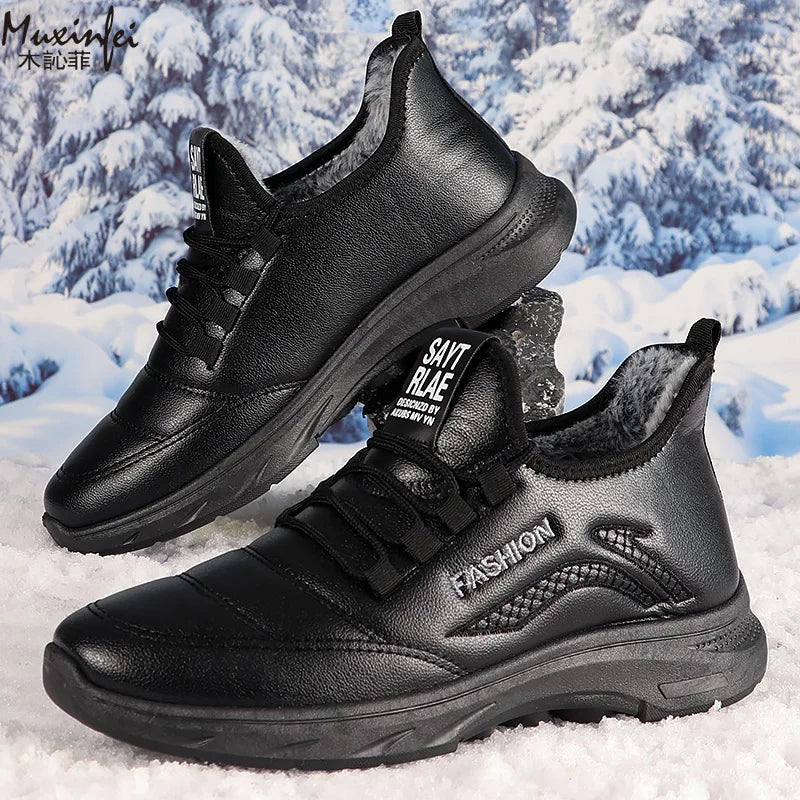Men's Winter Snow Boots Thickened Plush Lace-Up | Sizes 39-47 Men's Snow Boots Vue