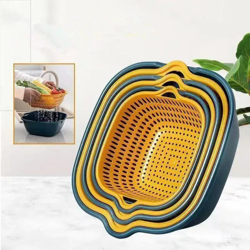 Double-layer Kitchen Sink Colander for Fruits and Vegetables Featuring Multi-purpose Usability for Easy Cooking Vue