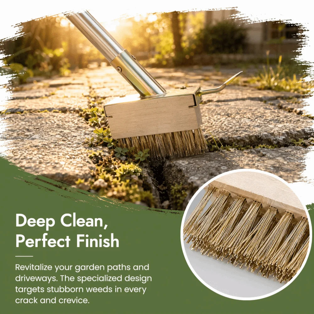 Solid Wood Handle Weeding Brush Long Handle Steel Wire Bristles Garden Brush Replacement Brushes Ergonomic Handle Vue