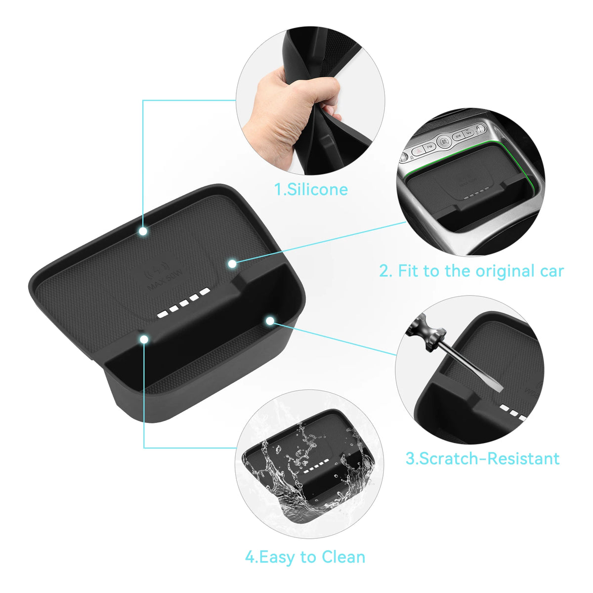 Smabee for BYD Dolphin 2025 Smart Driving Edition Car Mobile Wireless Charging Anti-Slip Mats Interior Accessiories Vue
