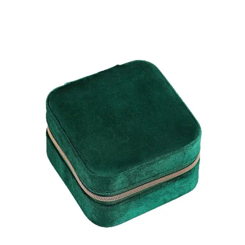 Velvet Jewelry Box For Women Necklace Ring Earrings Organizer Holder Travel Portable Zipper Square Jewelry Storage Case Vue A6