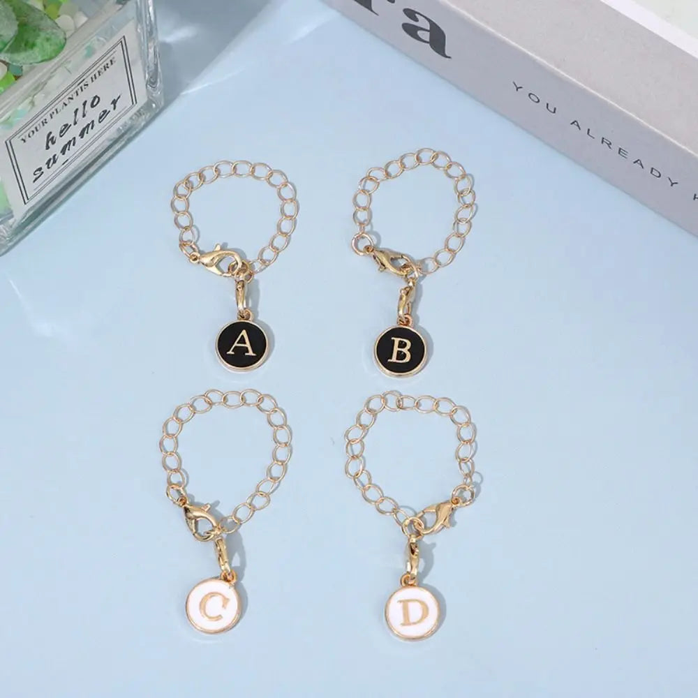 Simple White/Black Letter Charm for Cup Personalized Initial Name Water Cup Handle Chain with Buckle Hanging Handle Charm Cups Vue