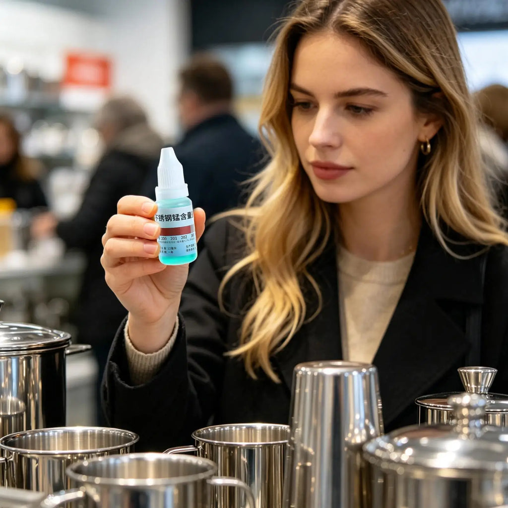 304/201/202/301 Stainless Steel Test Liquid, Rapid Metal Identification Reagent, Tableware Analysis Detection Solution 12ml Vue
