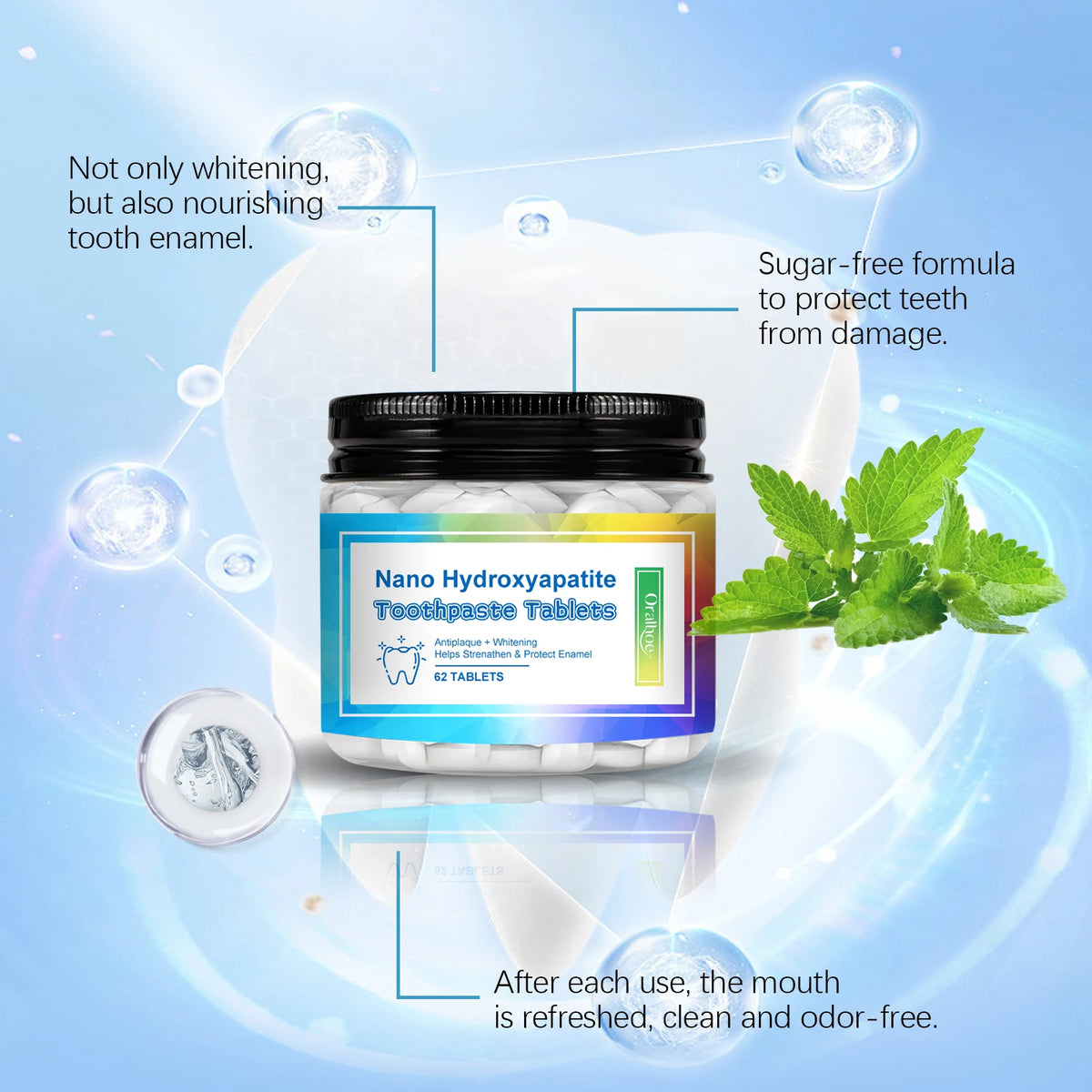 Mint Toothpaste Tablets:Portable cleaning and teeth-care toothpaste tablets for fresh breath, stain removal and odor elimination Vue