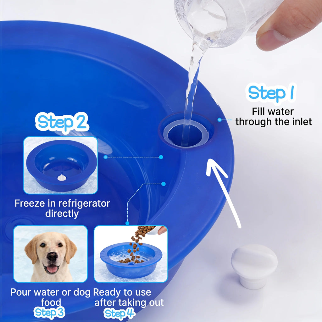 Pet Ice Bowl Cold Feeder Fill Freeze Long-lasting Cool Perfect Cats