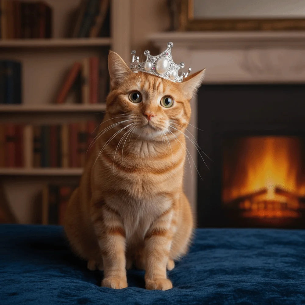 Cat Cosplay Headwear Adjustable Pet Crown Headdress Alloy Shining Cat Crown Hat Elegant Pet Party Decorations Pet Show Vue