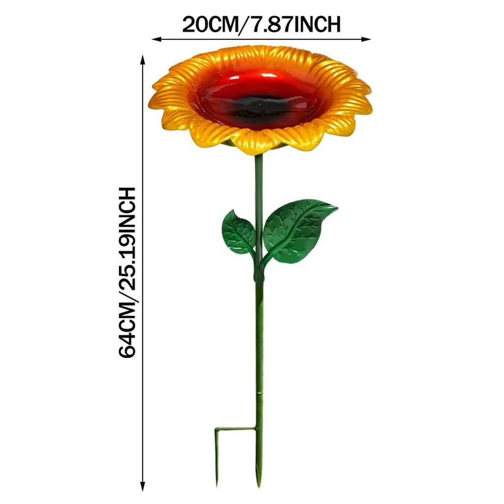 Sunflower Metal Bird Bath & Feeder Garden Stake | Outdoor Decor Garden Bird Bath Stake Vue