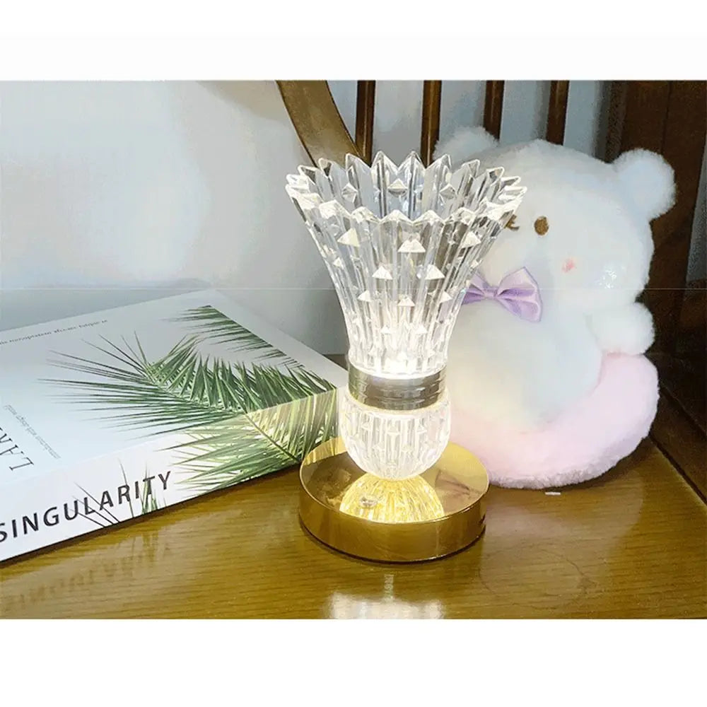 Dimmable Crystal Table Lamp Touch Control Soft Lights LED Desk Lamp Ornaments Adjustable Acrylic Night Light Restaurant Ambiance Vue