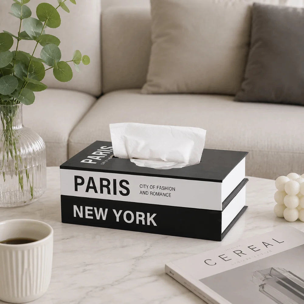 Retro Luxury Book Style Tissue Box Ornaments Decoration Storage Box Double Layer Container Napkin Holder Case Table Decoration Vue
