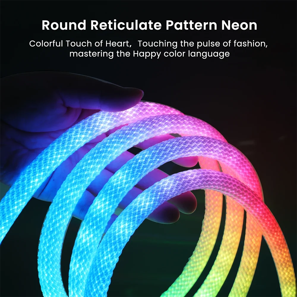 360° Circular Mesh Woven LED Neon Light 5V RGB IC Bluetooth APP Control Addressable Pixel Light for Decorative Lighting Vue Blue 1M
